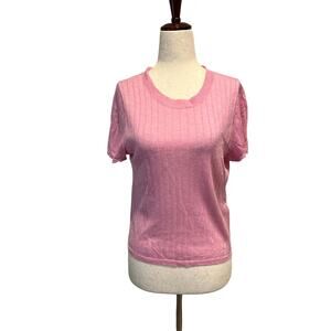 J.CREW Women's Silk-Blend Cropped T-Shirt Size M In Pink